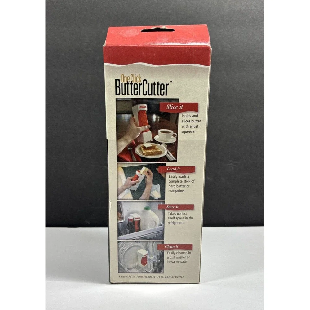 Original RED One-Click Butter Cutter - Butter Pat Dispenser Slice & Store